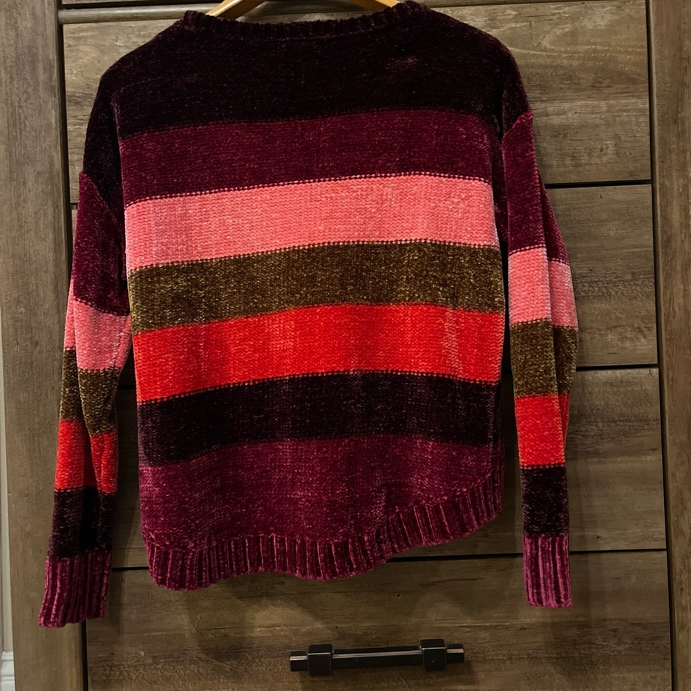 Super Soft Chenille Multi Colored Striped Knit Sw… - image 2